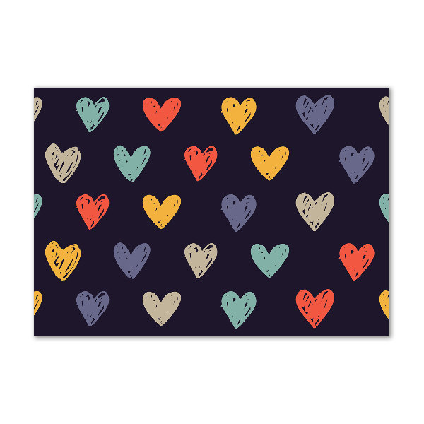 Quadro su vetro acrilico Cuori colorati