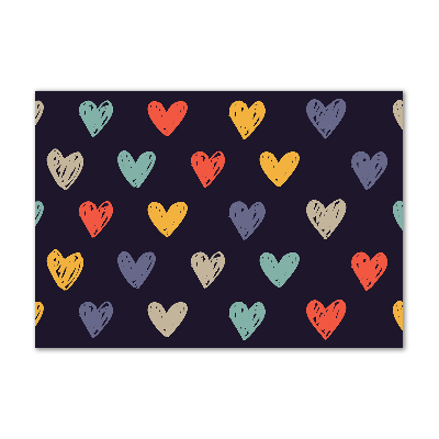 Quadro su vetro acrilico Cuori colorati