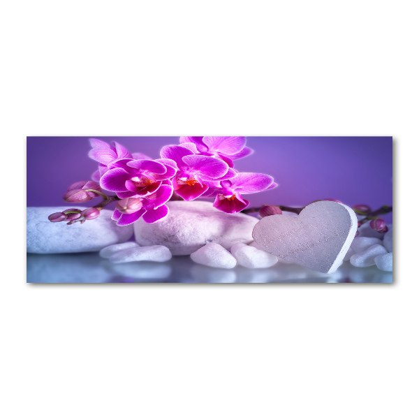 Quadro vetro acrilico Orchidea e cuore