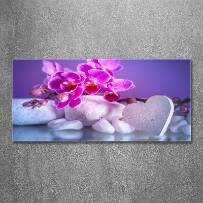 Quadro vetro acrilico Orchidea e cuore