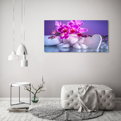 Quadro vetro acrilico Orchidea e cuore