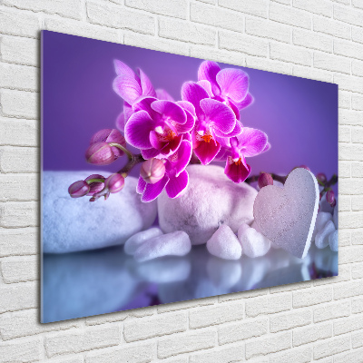 Quadro vetro acrilico Orchidea e cuore