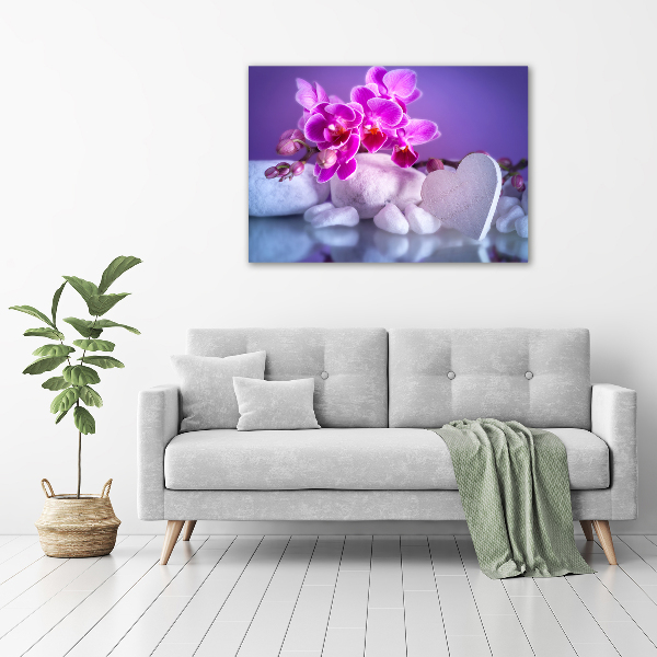 Quadro vetro acrilico Orchidea e cuore