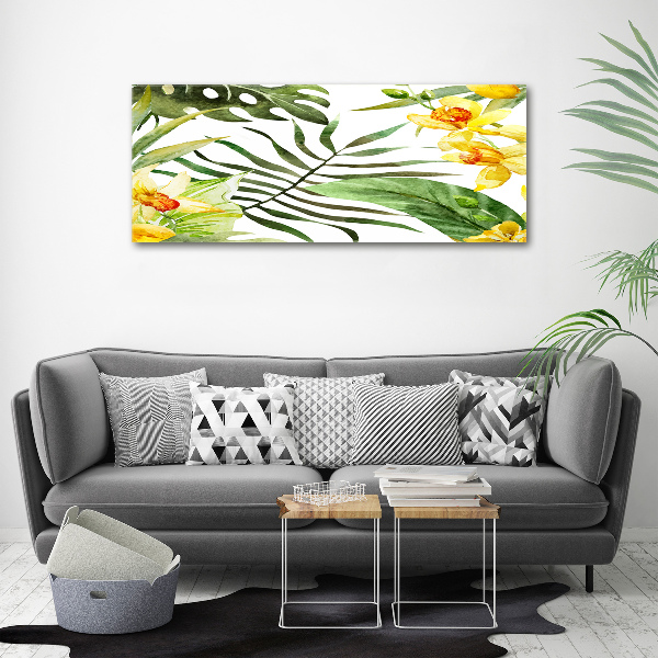 Quadro su vetro acrilico Fiori tropicali