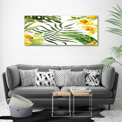 Quadro su vetro acrilico Fiori tropicali