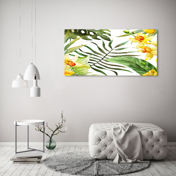Quadro su vetro acrilico Fiori tropicali