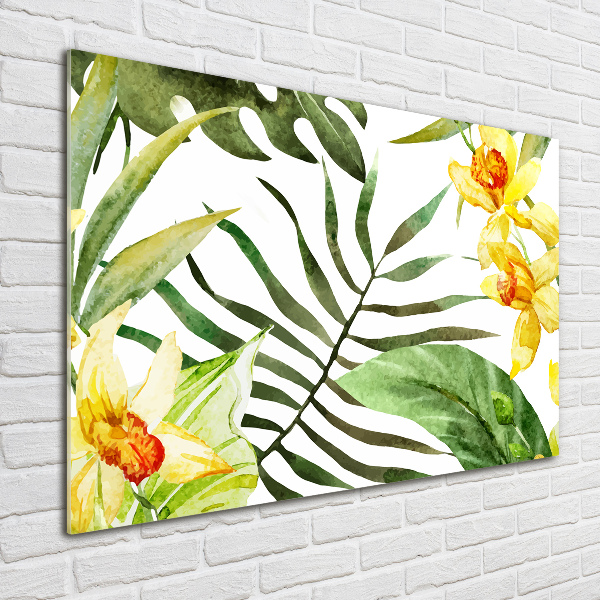 Quadro su vetro acrilico Fiori tropicali