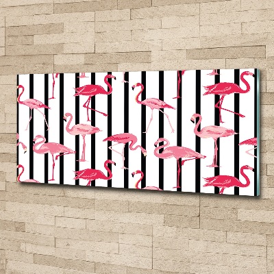 Quadro su vetro acrilico Fenicotteri striati