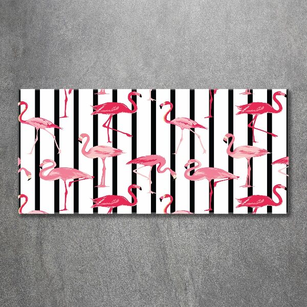 Quadro su vetro acrilico Fenicotteri striati