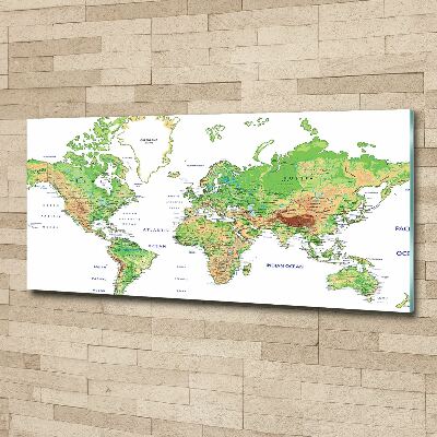 Quadro in vetro acrilico Mappa del mondo