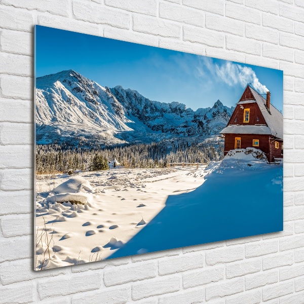 Quadro su vetro acrilico Un cottage in montagna