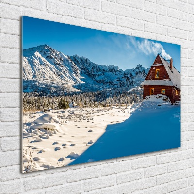 Quadro su vetro acrilico Un cottage in montagna