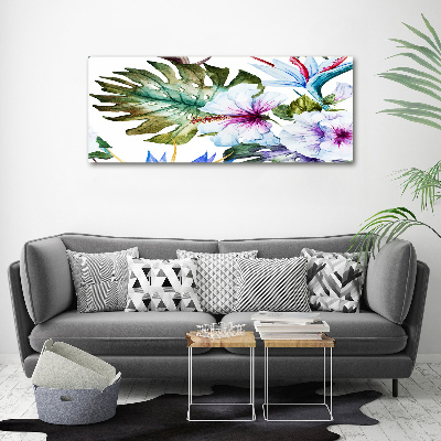 Quadro su vetro acrilico Fiori hawaiani
