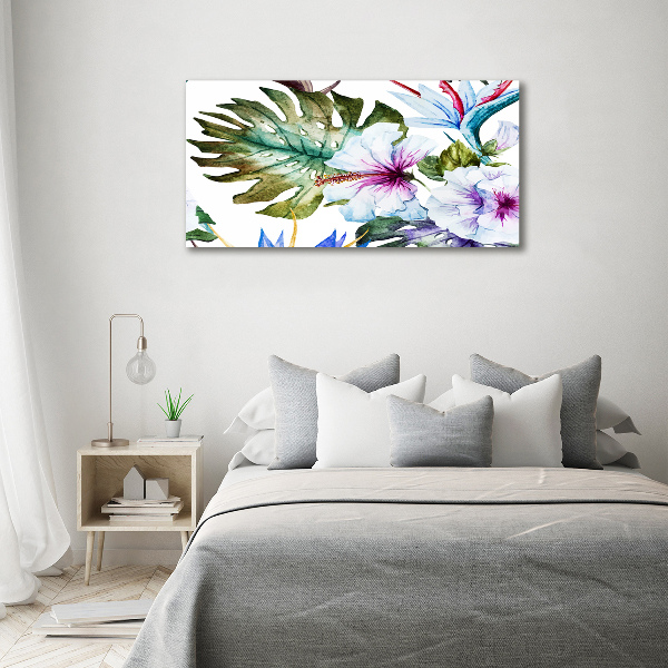 Quadro su vetro acrilico Fiori hawaiani