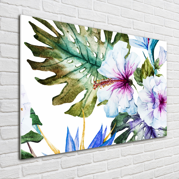 Quadro su vetro acrilico Fiori hawaiani