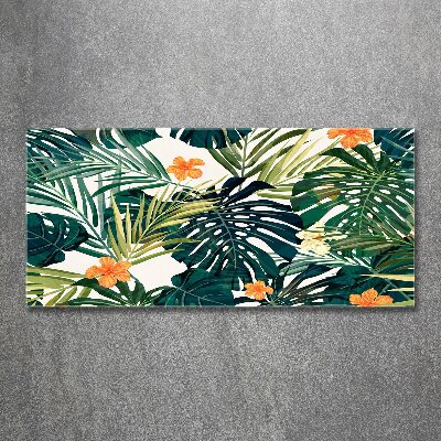 Quadro in vetro acrilico Foglie tropicali