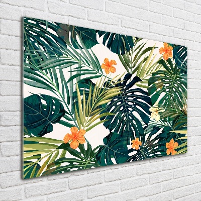 Quadro in vetro acrilico Foglie tropicali