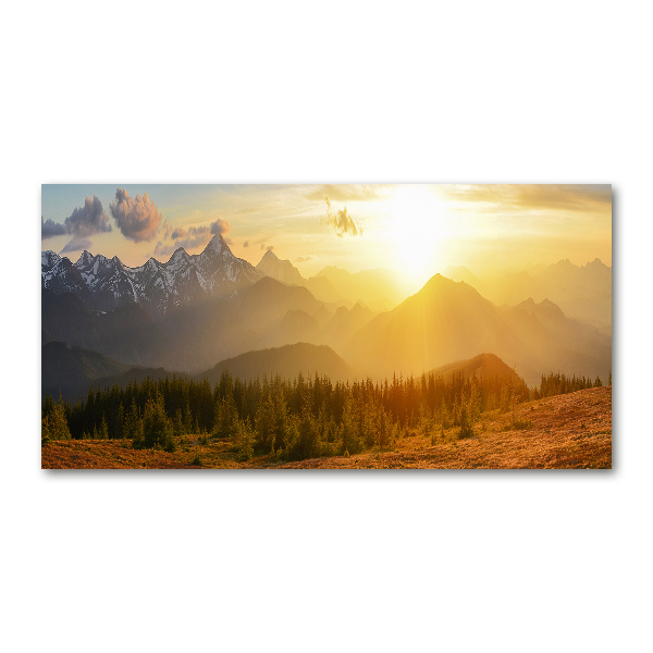Quadro vetro acrilico Tramonto sulle montagne
