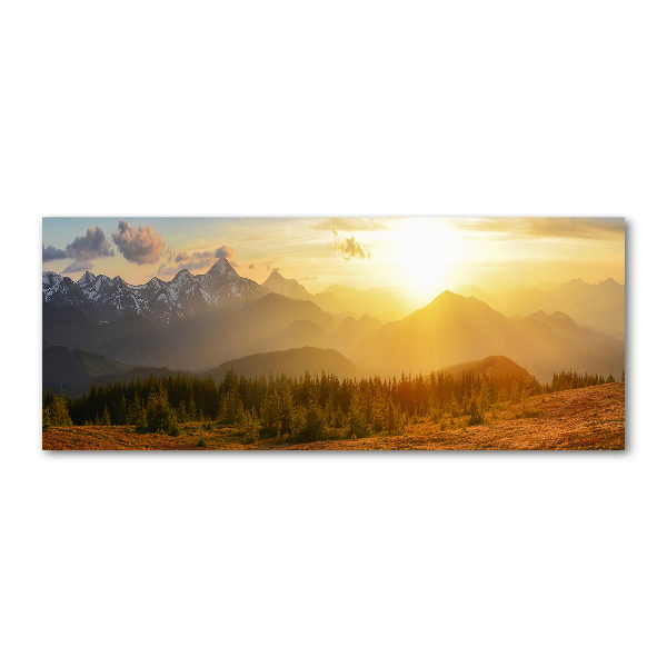 Quadro vetro acrilico Tramonto sulle montagne