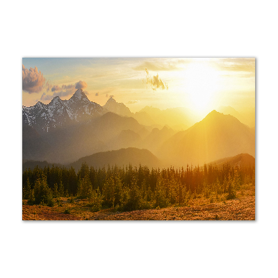 Quadro vetro acrilico Tramonto sulle montagne