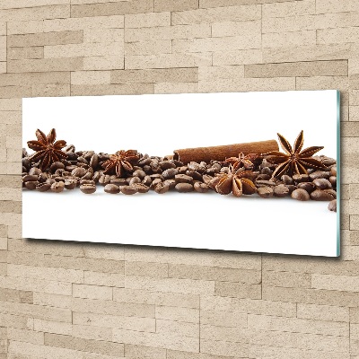 Quadro su vetro acrilico Chicchi di caffè e cannella
