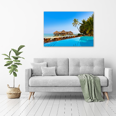 Quadro in vetro acrilico Piscina alle Maldive