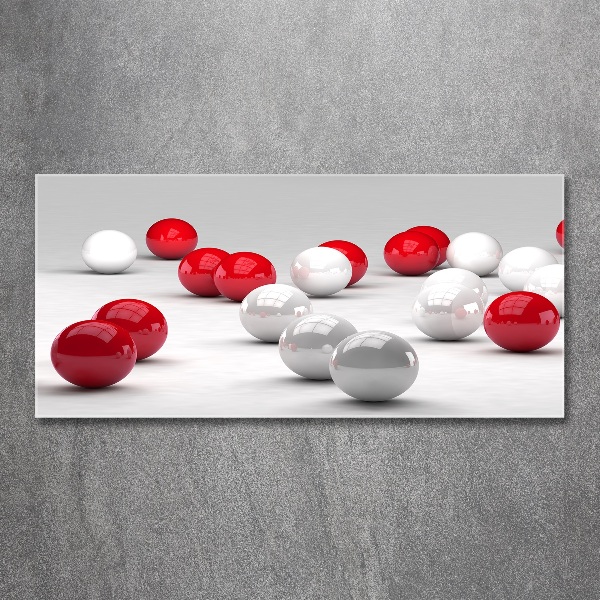 Quadro in vetro acrilico Palline rosse e bianche