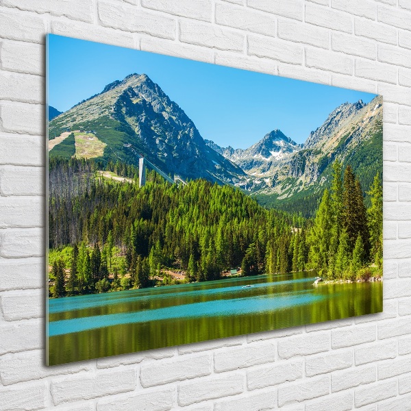 Quadro vetro acrilico Lago tra le montagne