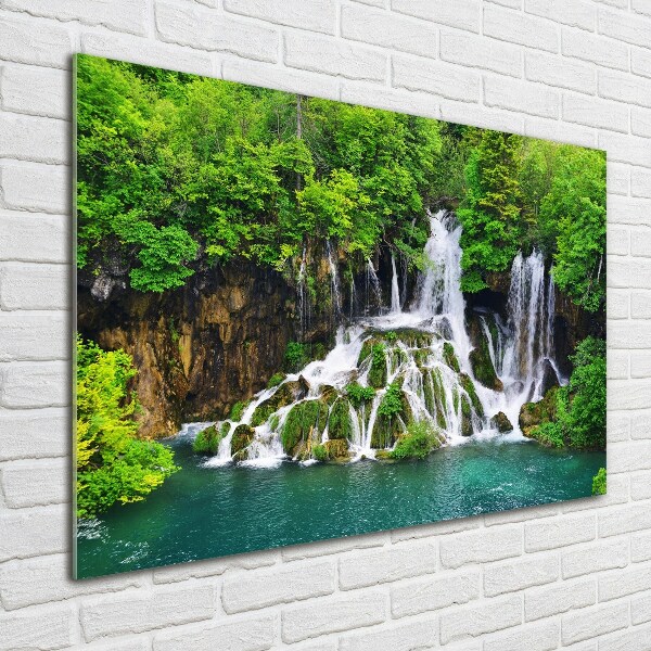 Quadro su vetro acrilico Cascata in montagna