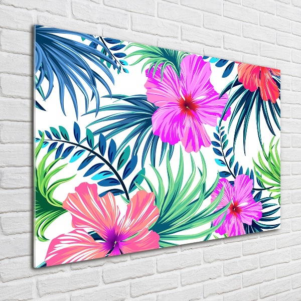Quadro in vetro acrilico Fiori hawaiani