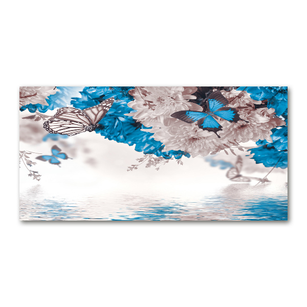 Quadro su vetro acrilico Fiori e farfalle