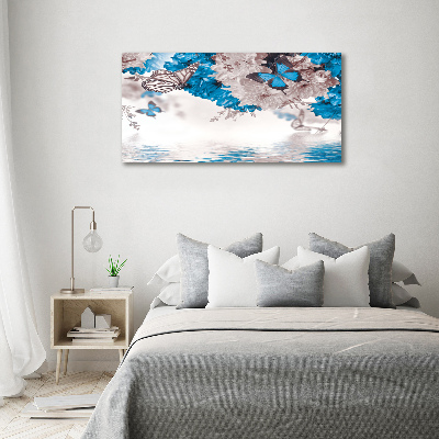 Quadro su vetro acrilico Fiori e farfalle