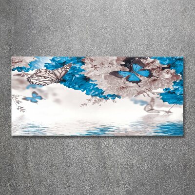 Quadro su vetro acrilico Fiori e farfalle