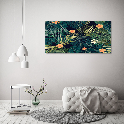 Quadro su vetro acrilico Foglie tropicali