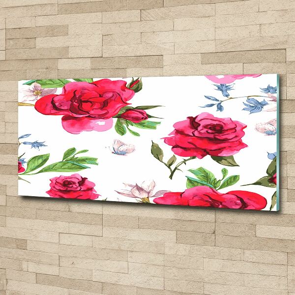 Quadro in vetro acrilico Rose rosse