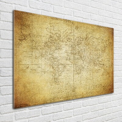 Quadro in vetro acrilico Vecchia mappa del mondo