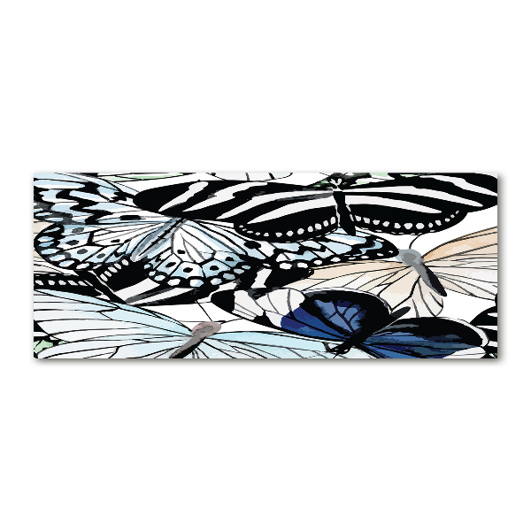 Quadro vetro acrilico Farfalle e fiori