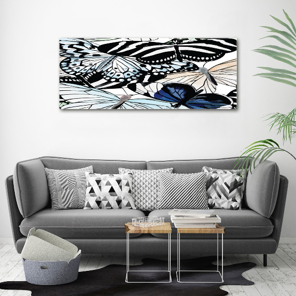 Quadro vetro acrilico Farfalle e fiori