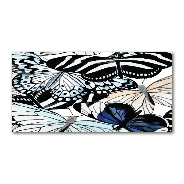 Quadro vetro acrilico Farfalle e fiori