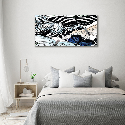 Quadro vetro acrilico Farfalle e fiori