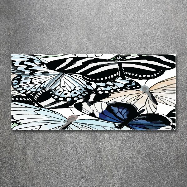 Quadro vetro acrilico Farfalle e fiori