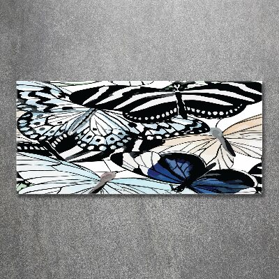 Quadro vetro acrilico Farfalle e fiori