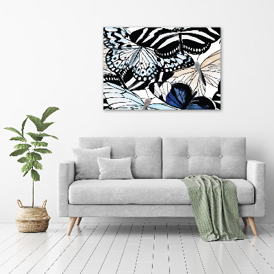 Quadro vetro acrilico Farfalle e fiori