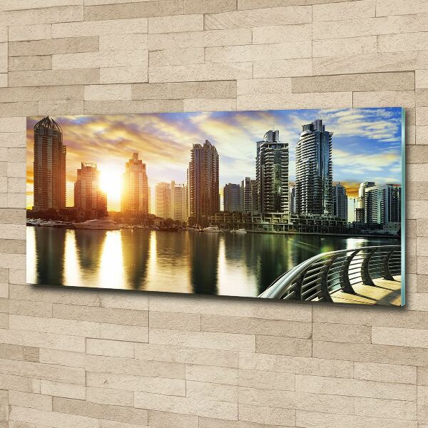 Quadro in vetro acrilico Tramonto a Dubai
