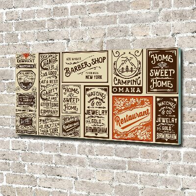 Quadro su vetro acrilico Pubblicità ed etichette