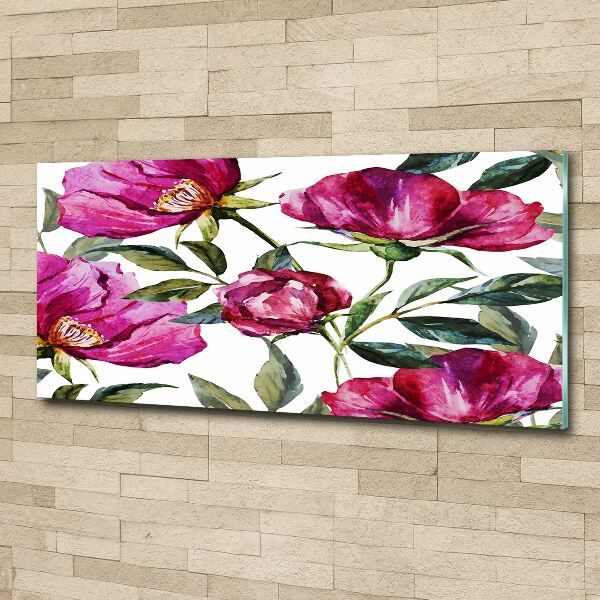Quadro in vetro acrilico Peonie rosa