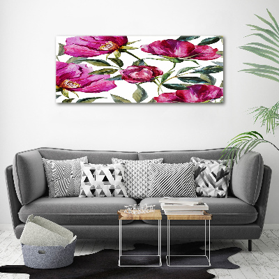 Quadro in vetro acrilico Peonie rosa