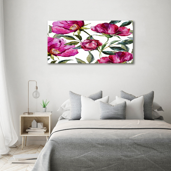 Quadro in vetro acrilico Peonie rosa