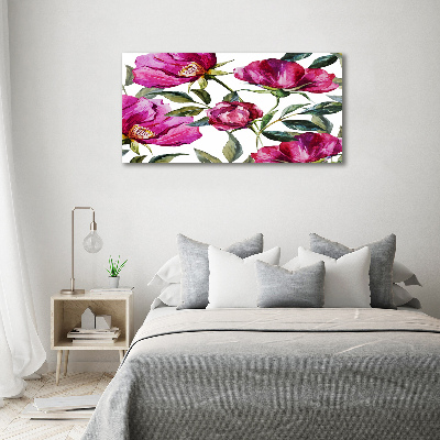 Quadro in vetro acrilico Peonie rosa