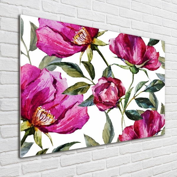 Quadro in vetro acrilico Peonie rosa